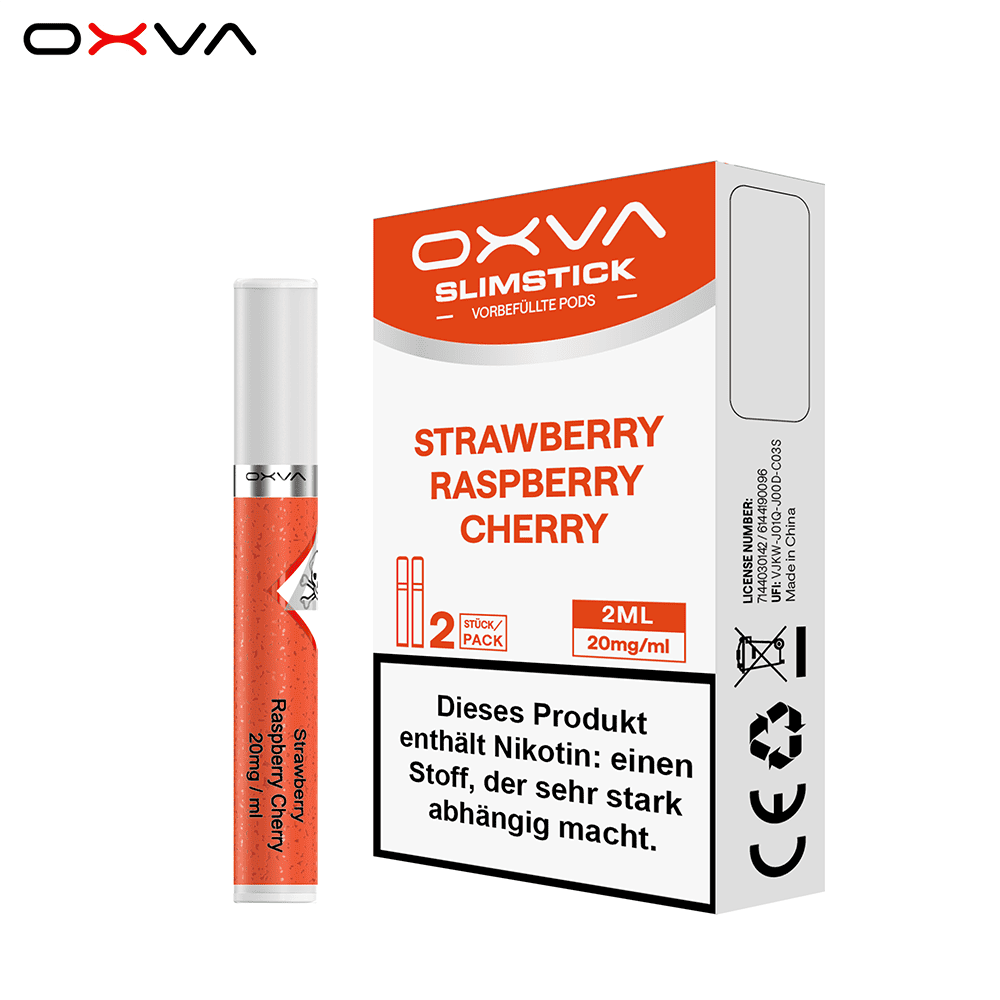 2x Oxva Slimstick Einweg Pod - Strawberry Raspberry Cherry - 20mg Nikotinsalz 2ml
