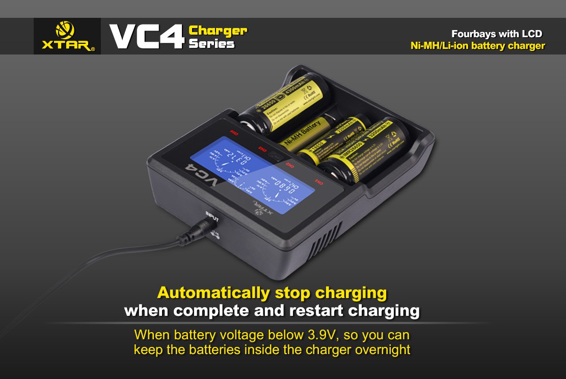 XTAR VC4 Ladegerät für Li-Ion & NiMH Akkus