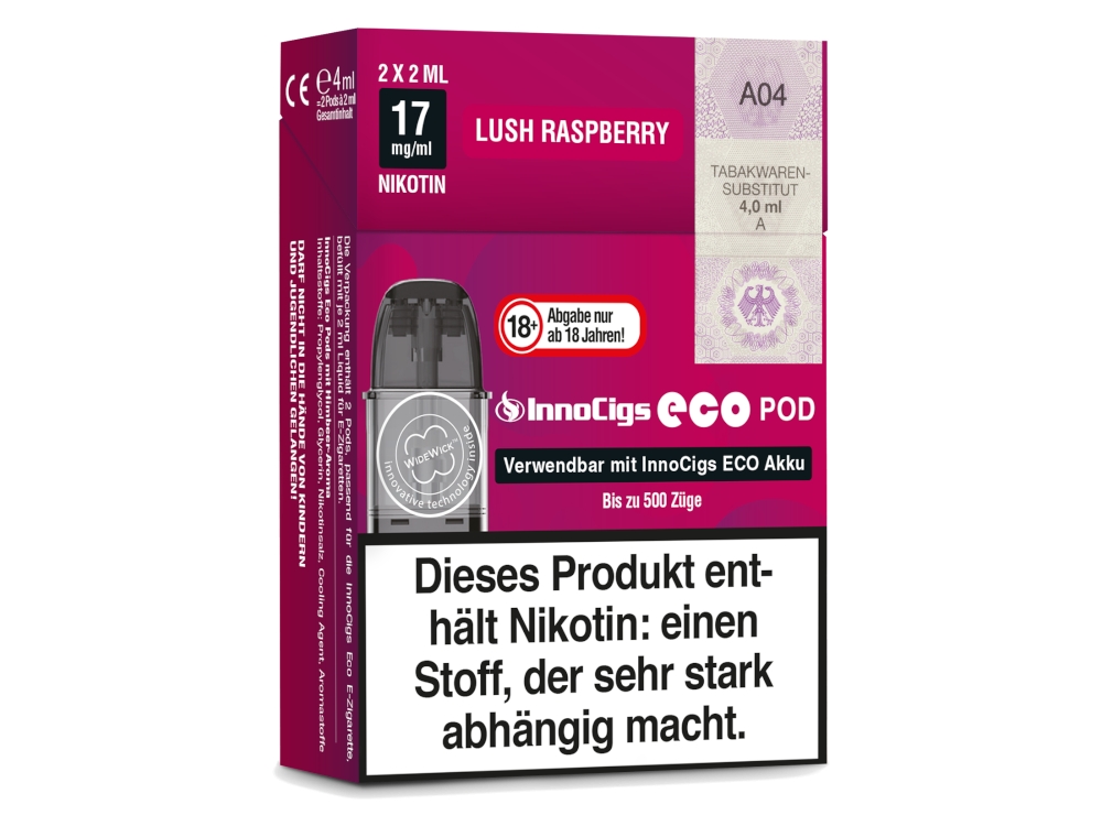 InnoCigs - Eco Pod Lush Raspberry 17mg/ml (2 Stückpro Packung)