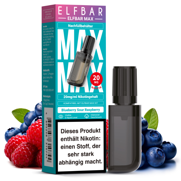Elfbar - Max Refill Container - Blueberry Sour Raspberry 20 mg/ml