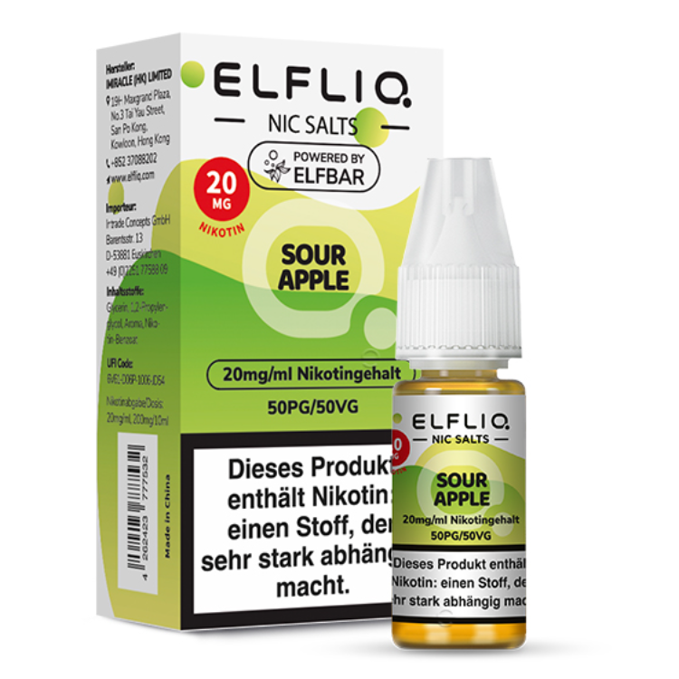 ELFLIQ - Sour Apple - Nikotinsalz Liquid 20 mg/ml