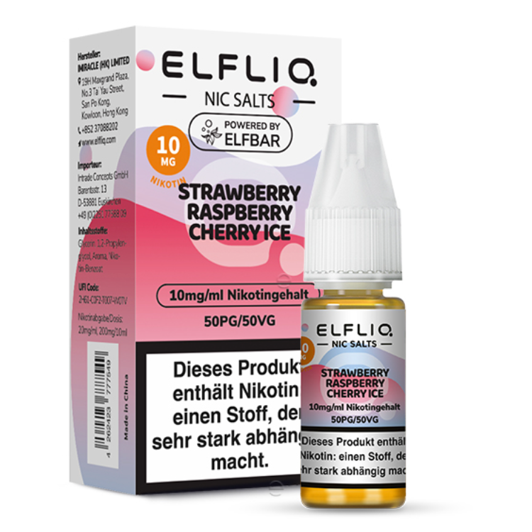 ELFLIQ - Strawberry Raspberry Cherry Ice -Nikotinsalz Liquid 10 mg/ml
