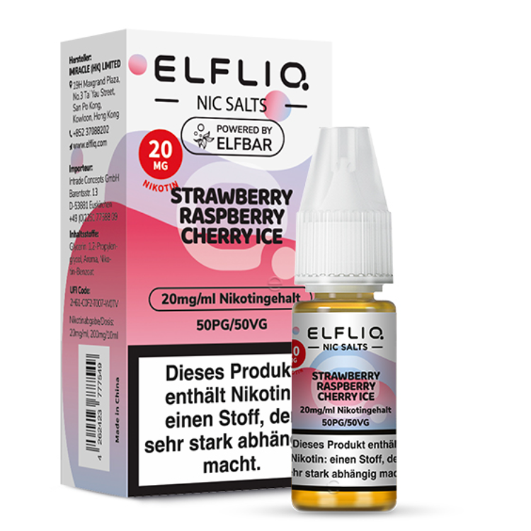 ELFLIQ - Strawberry Raspberry Cherry Ice -Nikotinsalz Liquid 20 mg/ml