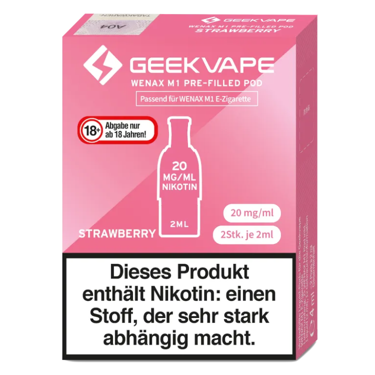 GeekVape - Wenax M1 Pod Strawberry 20 mg/ml (2Stück pro Packung)