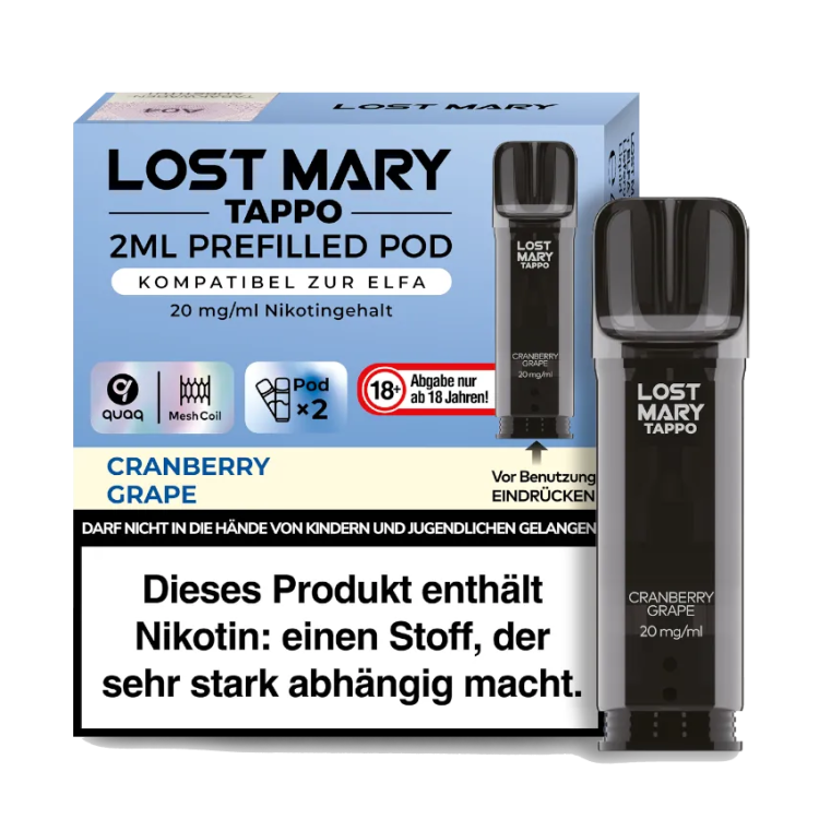 Lost Mary - Tappo Pod Cranberry Grape 20 mg/ml (2Stück pro Packung)