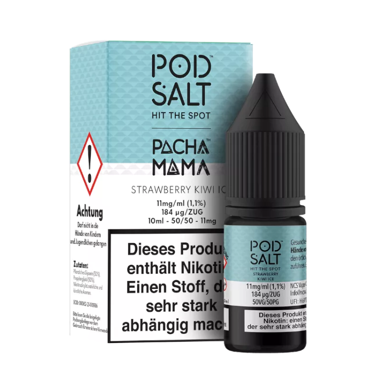 Pod Salt Fusion - Pacha Mama - Strawberry Kiwi Ice - Nikotinsalz Liquid 11 mg/ml