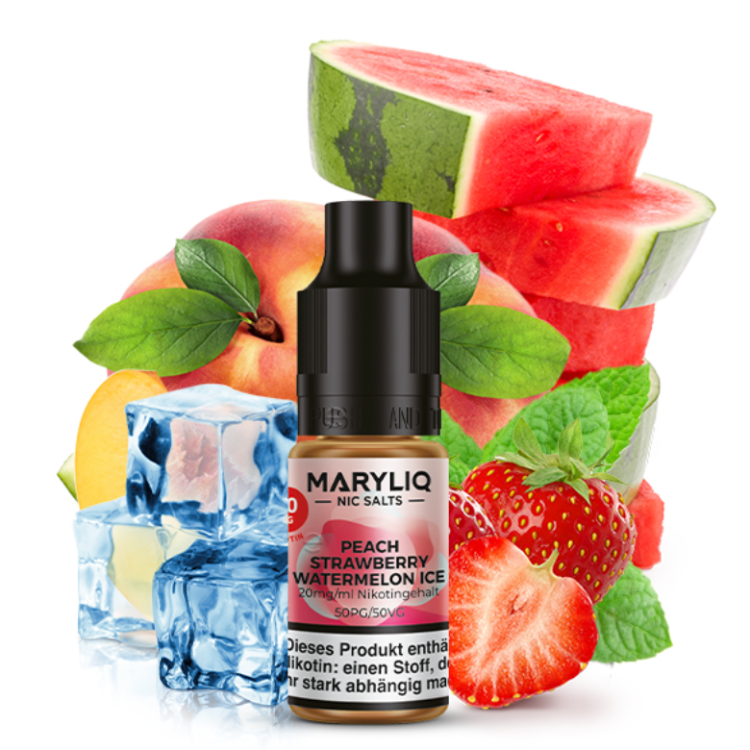 MARYLIQ - Peach Strawberry Watermelon Ice -Nikotinsalz Liquid