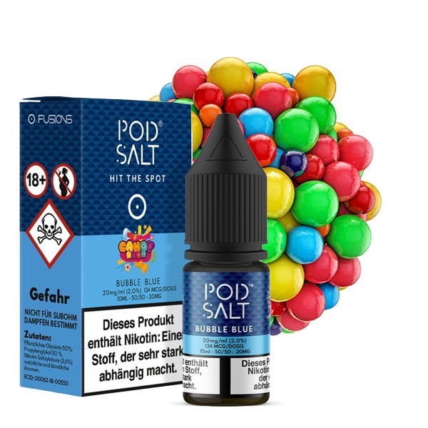 Pod Salt Fusion - Bubble Blue - E-Zigaretten Nikotinsalz Liquid 20mg/ml