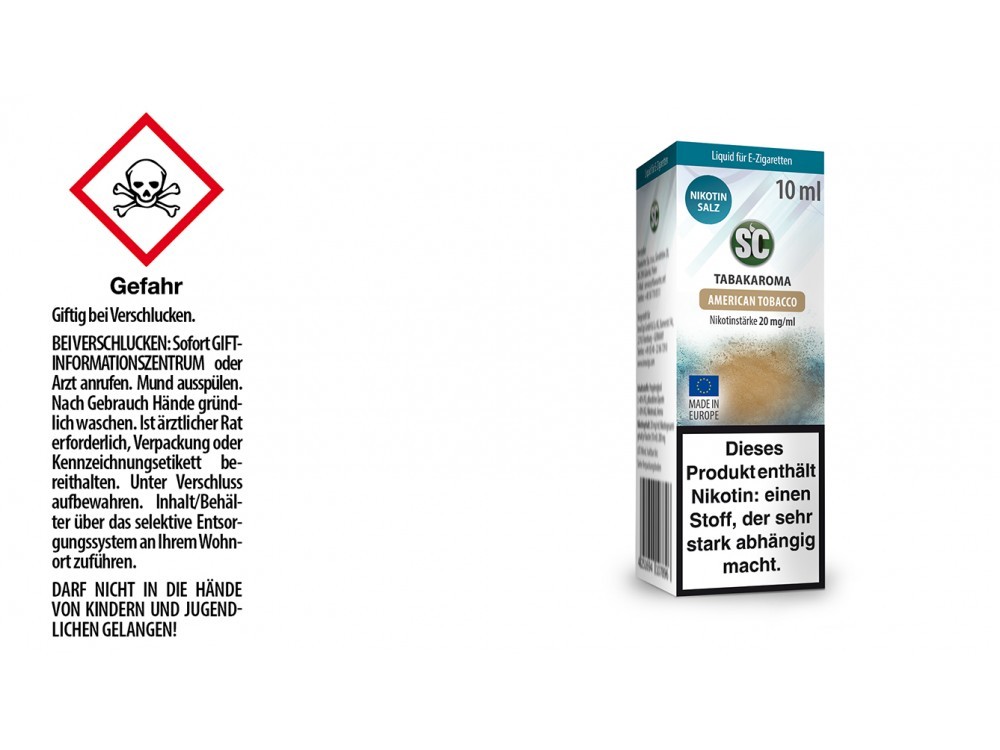 American Tobacco E-Zigaretten Nikotinsalz Liquid 20 mg/ml