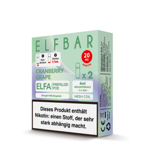 2x Elfbar ELFA CP Prefilled Pod - Cranberry Grape 20mg