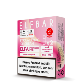 2x Elfbar ELFA CP Prefilled Pod - Strawberry Ice Cream 20mg